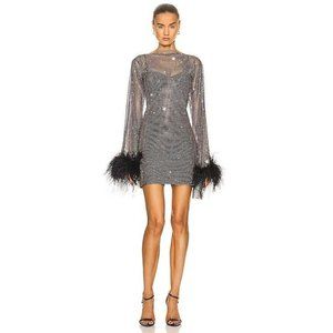 Santa Brands for FWRD Feathers Mini Dress Black Rhinestones